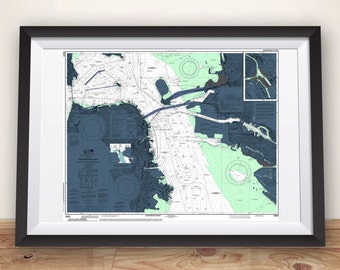 San Francisco Art, San Francisco Print, San Francisco, Nautical Chart, San Francisco Map, Map Art, San Francisco Poster, Bay Area