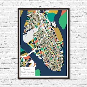Charleston, SC, stadsplattegrond, Charleston-pakketten, Charleston SC, Charleston-kaart, Charleston-kunst, Charleston-afdruk, Charleston-poster, woondecoratie