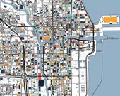 Chicago Map Print Poster Wall Art Home Decor Office Decor Map Art Chicago City Art Print Abstract Art