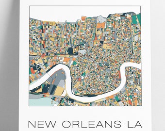 New Orleans, LA, New Orleans Art, New Orleans Map, Map Art, New Orleans Print, New Orleans Map, Home Decor, City Map, 8 Color Options