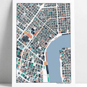 French Quarter Kunst Karte New Orleans Karte Kunstdruck Poster Wand Kunst Wohnkultur Büro Dekor Geschenkdruck Abstrakte Kunst