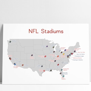 NFL Stadien Karte Man Höhle Fussball Stadien Druck Fussball Fan Weihnachtsgeschenk für ihn Geschenk für Sie Geschenk für Mitarbeiter Urlaubsgeschenk für den Boss