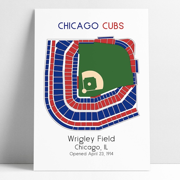 Chicago Map With Wrigley Field Etsy