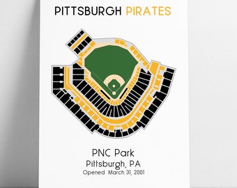 Pittsburgh Pirates PNC Park, MLB Stadium Map, Ballpark Map, Baseball Stadium Map, Gift for Him, Stadium Seating Chart, Man Cave