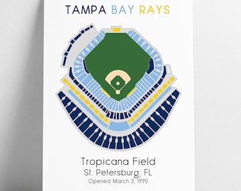 Tampa Bay Rays Tropicana Field, MLB Stadium Map, Ballpark Map, Baseball Stadium Map, Gift for Him, Stadium Seating Chart, Man Cave