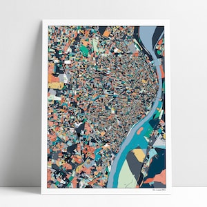 St. Louis Stadt Karte Kunstdruck St. Louis MO Karte Poster Wand Kunst Wohnkultur Missouri Büro Dekor Reise Karte Abstrakte Kunst Mississippi