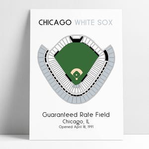 Mapa stadionu Chicago White Sox MLB, mapa stadionu baseballowego, mapa stadionu baseballowego, prezent dla niego, plan miejsc na stadionie, jaskinia mężczyzny