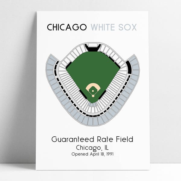 Chicago White Sox MLB Stadium Map, Ballpark Map, Baseball Stadium Map, Gift for Him, Stadium Seating Chart, Man Cave