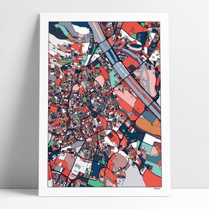 Wien Karte Kunst Poster Druck Wien Österreich Kunstdruck Poster Wand Kunst Wohnkultur Büro Dekor Geschenkdruck Abstrakte Kunst