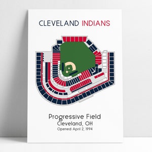 Poster di baseball dei Cleveland Indians, mappa dello stadio MLB, mappa dello stadio, mappa dello stadio di baseball, regalo per lui, mappa dei posti a sedere dello stadio, caverna dell&#39;uomo