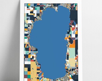 Lake Tahoe Map Wall Art - Lake House Decor Office Decor Housewarming Abstract Art Travel Map California Print Wall Decor - 5 Diff Colors