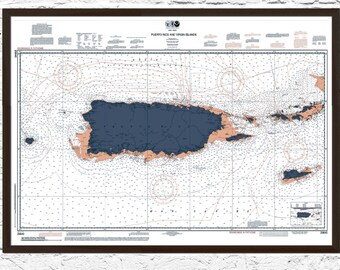 Puerto Rico Nautical Chart Art Print: Boating & Sailing Map