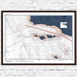 Kanalinseln Seekarte Karte Kunst Poster Druck, Kanalinseln Kalifornien Druck, Kalifornien Kunst, Kalifornien Karte, Kanalinseln Karte