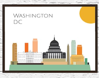 Washington DC Skyline Art Print Washington DC Art Skyline Cityscape Washington Stampa Città Stampa Città Poster Wall Art DC Skyline Abstract