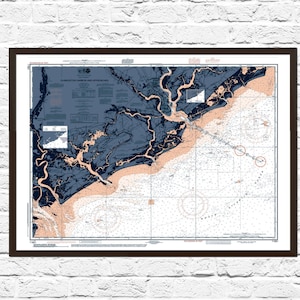 Charleston SC Art Poster, nautische kaart, Charleston Print, kunst, Charleston SC Art, kaartkunst, Charleston SC, poster, Charleston-poster