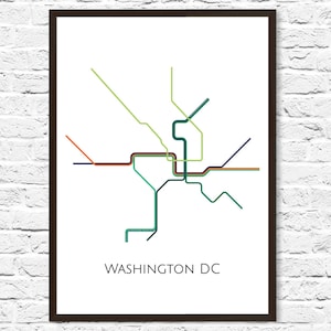Washington DC Metro Map, Transit Map, Subway Map, Subway Poster Art, Washington DC Art, Washington DC Poster,Washington Metro