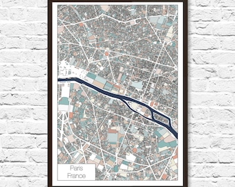 Paris Map Print: Pastel City Map Art