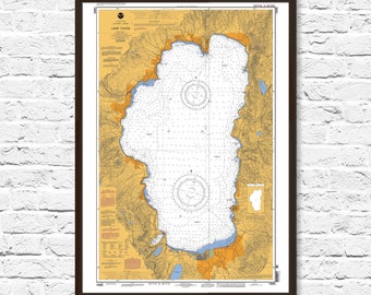 Lake Tahoe, Lake House Decor, Map Art, Nautical Chart, Lake Tahoe Print, Lake Tahoe Map, Lake Tahoe Art