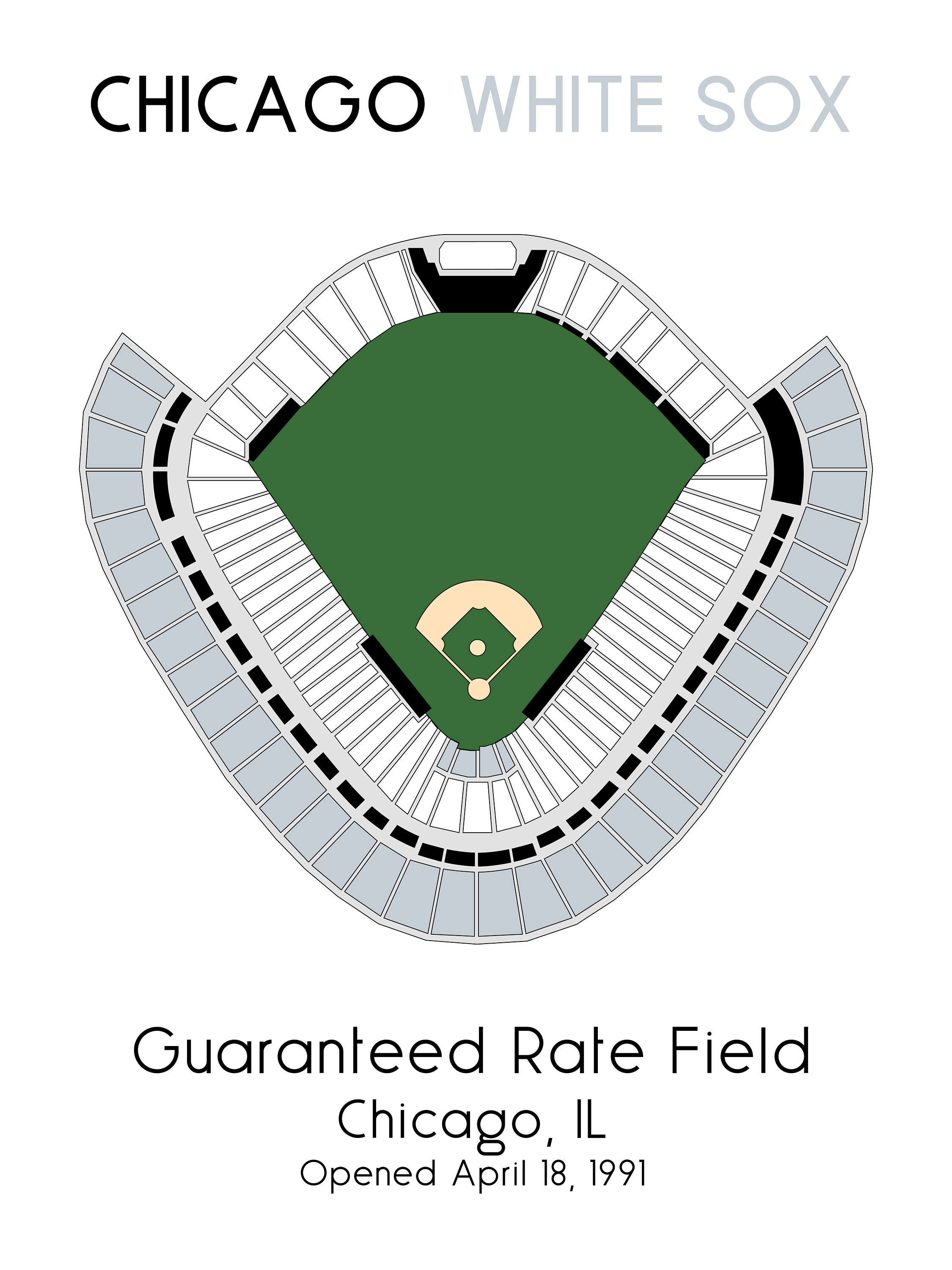Chicago White Sox MLB Stadium Map Ballpark Map Baseball Etsy UK