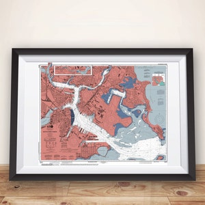 Boston Ma Seekarte Karte Kunst Poster Druck, Boston Karte Kunst, Boston Druck, Boston Massachusetts, Bootfahren Geschenk Boston Mass, Segeln Geschenk