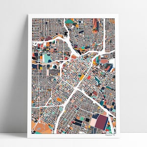Houston Texas City Streets Map Art Print, Houston TX Hometown Gift Idea, Abstract Map Artwork