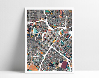 Houston TX City Map Art Print, Houston Texas Home Decor Gift Idea