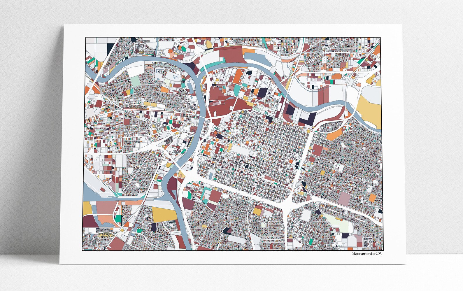 Sacramento CA City Map Art Print Home Decor Sacramento Etsy
