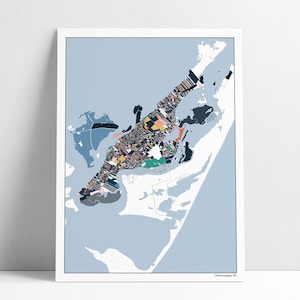 Mapa Chincoteague VA, wydruk artystyczny: nowoczesny wystrój domu na plaży