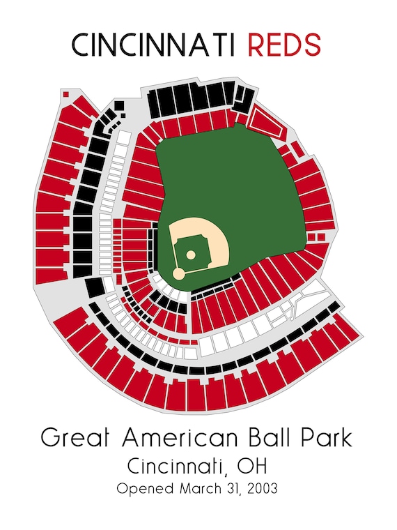 Cincinnati Reds MLB Stadium Map Ballpark Map Baseball 