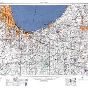 Chicago IL Historic Map Poster Print, Chicago Illinois Art Print, Lake Michigan Poster, Vintage Chicago Map Art Print