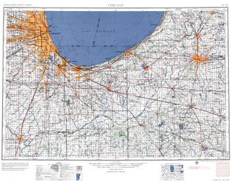 Chicago IL Historic Map Poster Print, Chicago Illinois Art Print, Lake Michigan Poster, Vintage Chicago Map Art Print