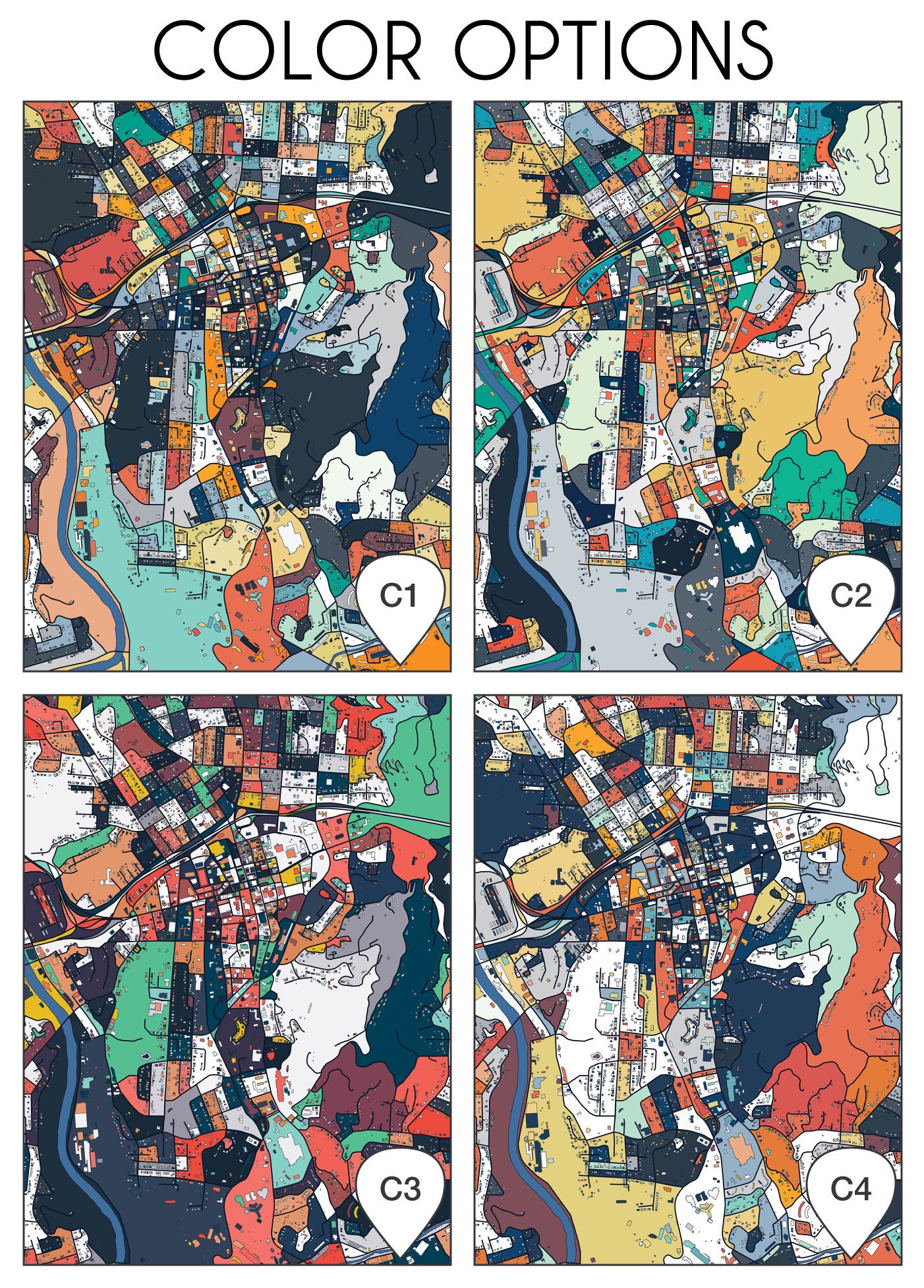 Asheville City Map Wall Art Print Poster Housewarming Gift Etsy