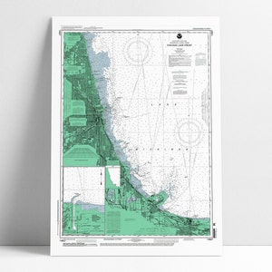 Chicago kaartkunst nautische print woondecoratie