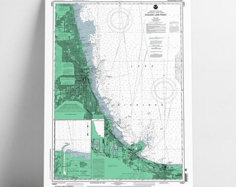 Chicago Map Art Nautical Print Home Decor