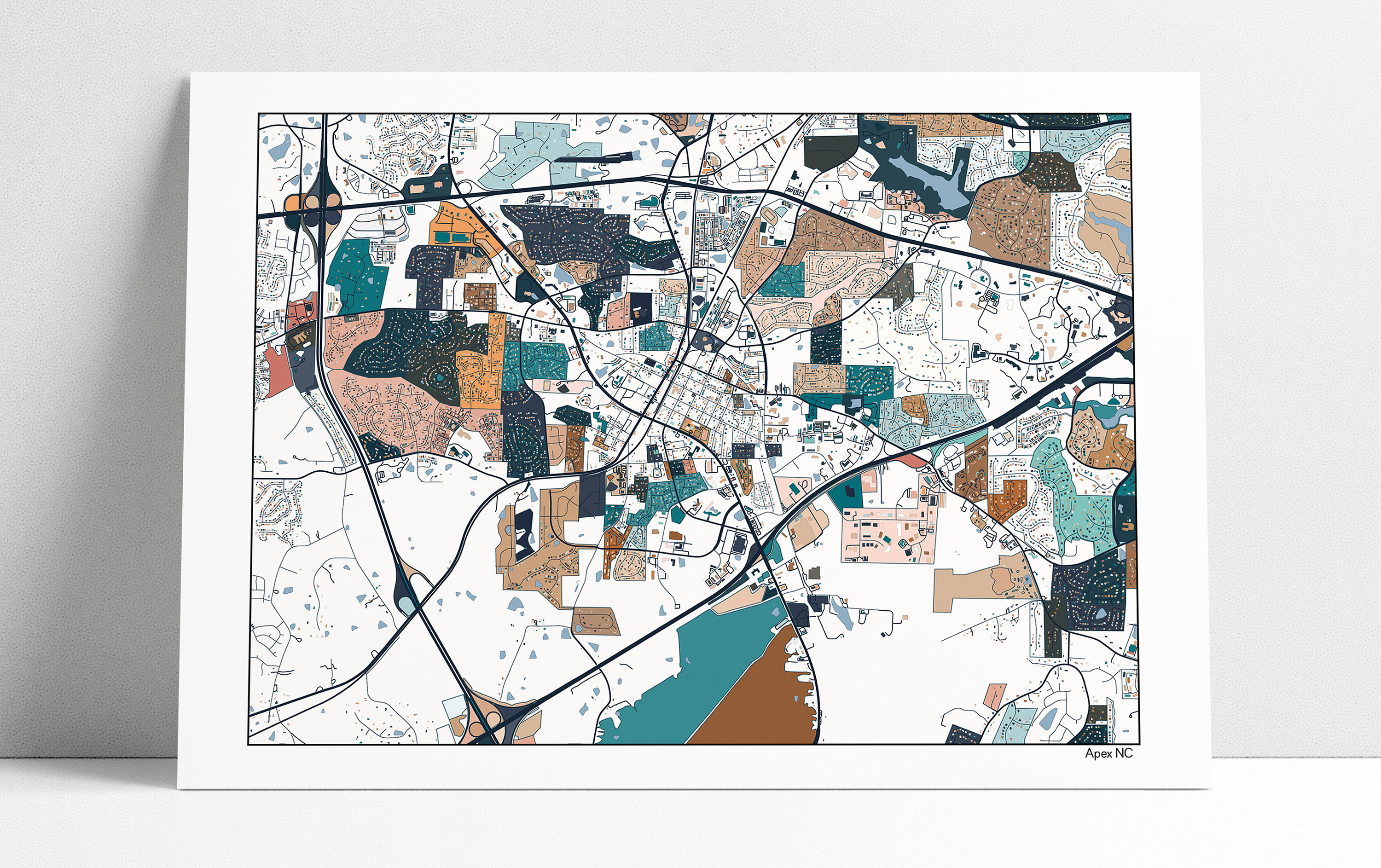 Apex NC Map Art Print Poster Housewarming Gift Apex North Etsy