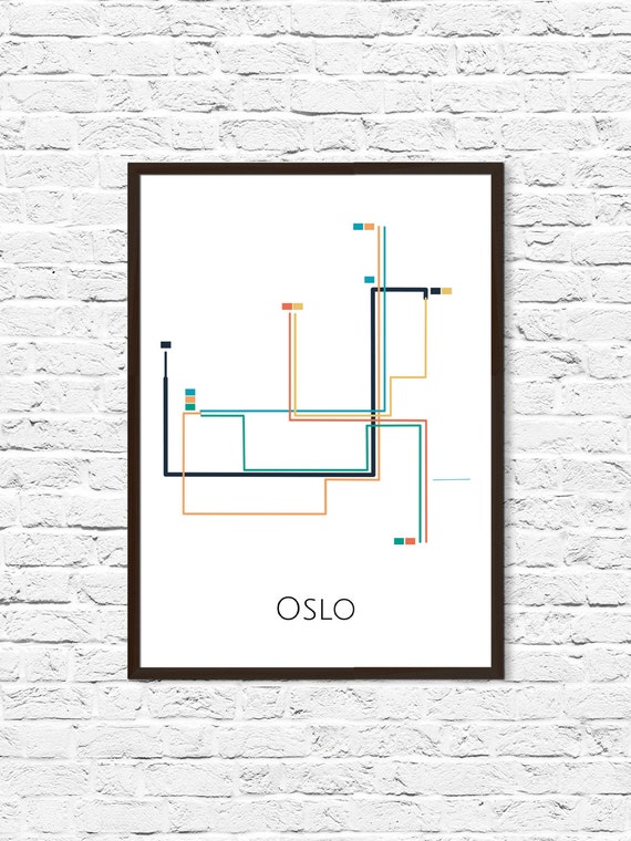 Oslo T Bane Map Oslo Metro Map Oslo T-Bane Oslo Map Art Oslo Metro Art | Etsy Norway