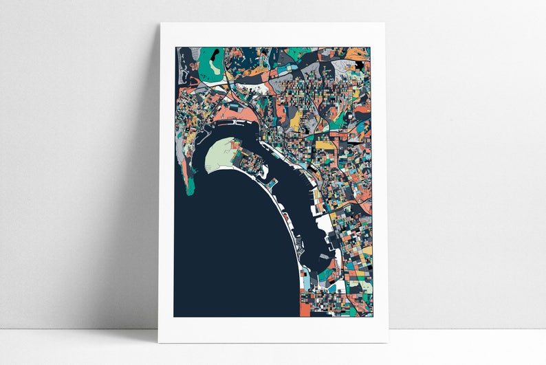 San Diego Wall Art Map Print Home Decor San Diego Print Etsy