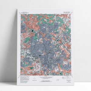 Topo Raleigh NC Map Print Wall Art Raleigh Poster Home Decor Office Decor Gift Raleigh North Carolina