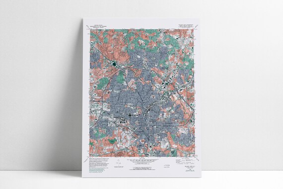 Topo Raleigh Nc Map Print Wall Art Raleigh Poster Home Decor Etsy