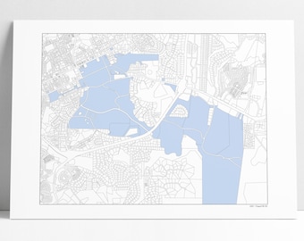 UNC Chapel Hill Campus Map Art Print: Carolina Blue Dorm Decor