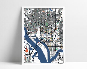 Washington DC Map Art Print: Abstract City Streets Poster