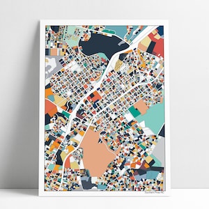 Southern Pines NC Hometown Abstract Map Art Print Home Decor Retirement Housewarming Gift Golf Town Wedding Engagement Moving Gift Idea