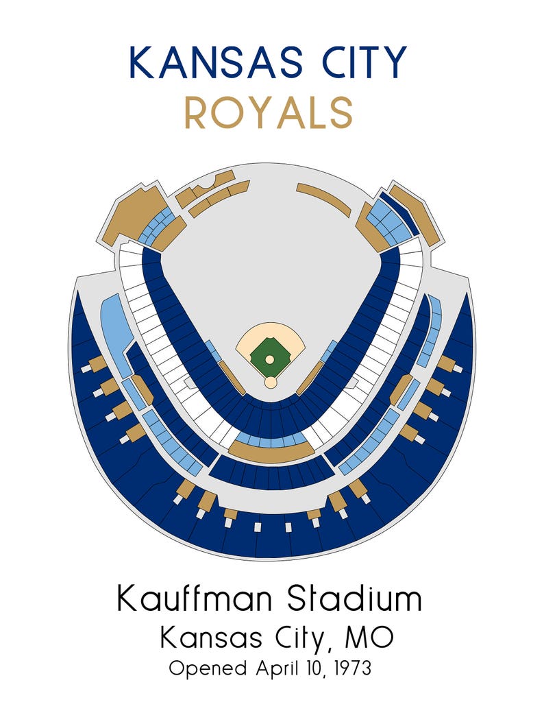 Kansas City Royals Baseball Map MLB Stadium Map Ballpark Etsy