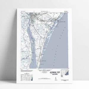 Vintage Wilmington NC Map Art Print: 1948 Topo Map
