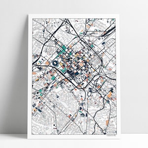 Charlotte North Carolina City Streets Abstract Map Art Print Poster Charlotte NC Decoração para casa Escritório Arte Presente de agradecimento Cidade natal