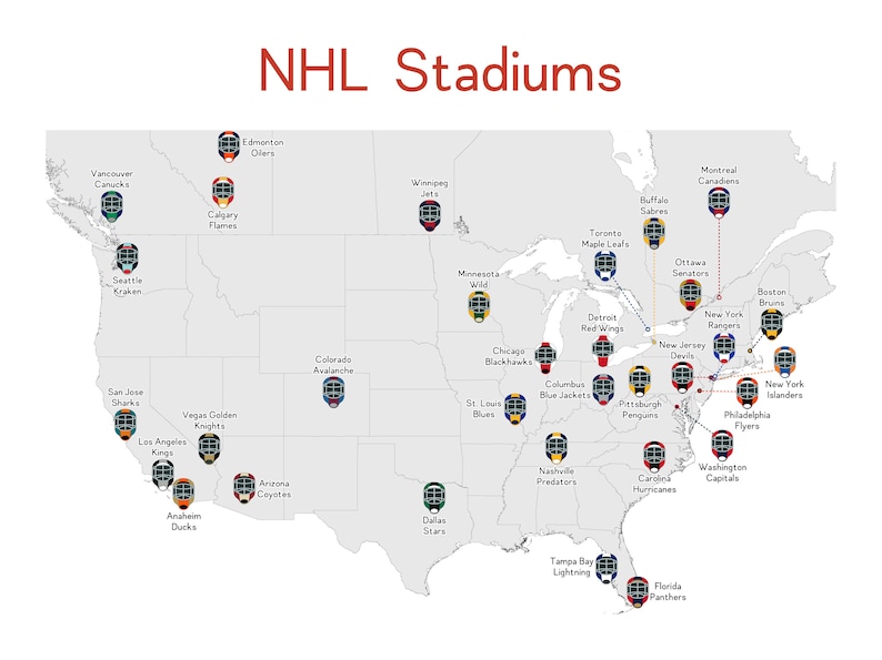 NHL Stadiums Map Art Print: Hockey Fan Gift, Man Cave Decor - Etsy