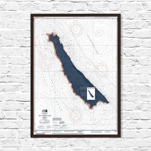 San Clemente Nautical Chart Map Art Poster Print, San Clemente Map, California Art, Coastal Print, Beach Cottage Decor, California Map Art