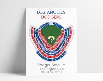 Dodger Stadium Print LA Dodger Stadium Seating Chart Poster Los Angeles MLB LA Dodgers Ballpark Baseball Stadium Map Man Cave Gift for Him