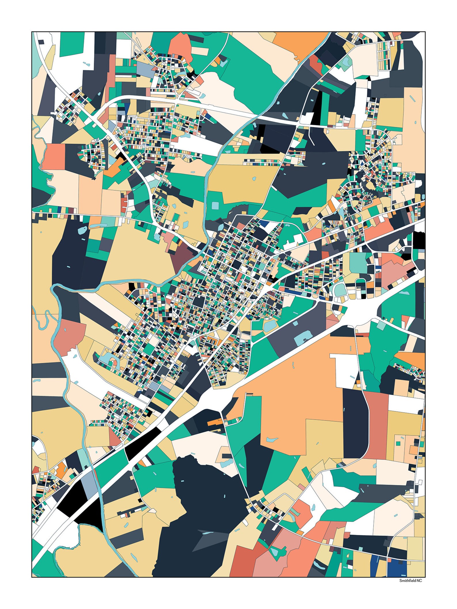 Smithfield NC Wall Art Map Print Poster Housewarming Gift Etsy