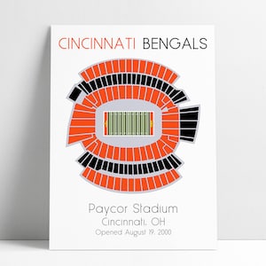 Cincinnati Bengals Paycor Stadium NFL Football Stadium Seating Map Art Poster Print Fan Gift